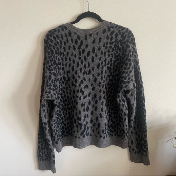 RAILS Black and Grey Leopard Animal Print Wool Blend Crewneck Sweater - Picture 4 of 9
